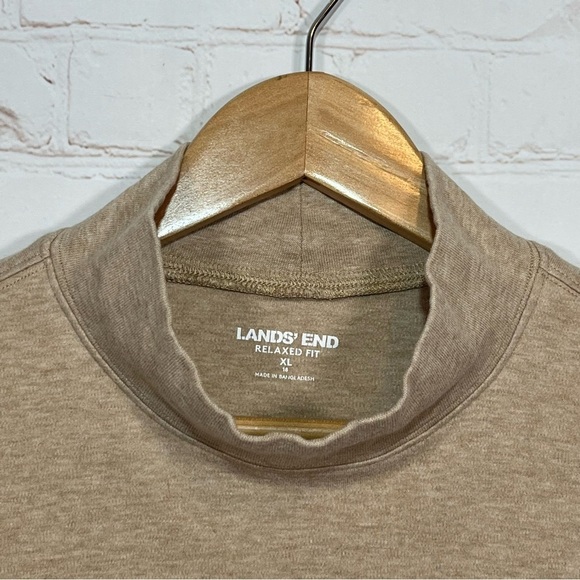 Lands End Turtleneck Womens XL Beige Pullover Stretch Long Sleeve Top - Picture 3 of 8